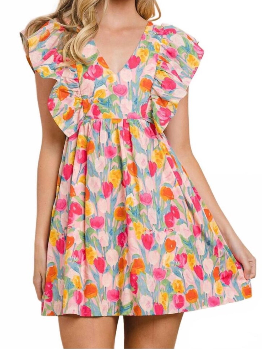 Tcec - Tulip Watercolor Ruffle Dress